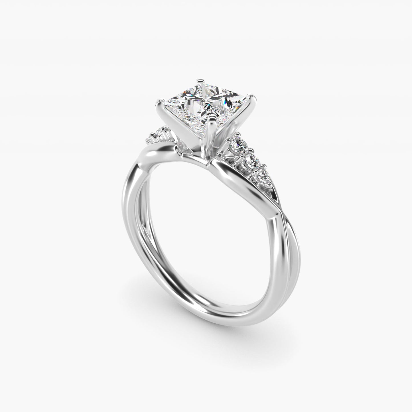 Delicate Twist Petite Diamond Engagement Ring in Platinum (1/10 ct. tw.) - Princess Center