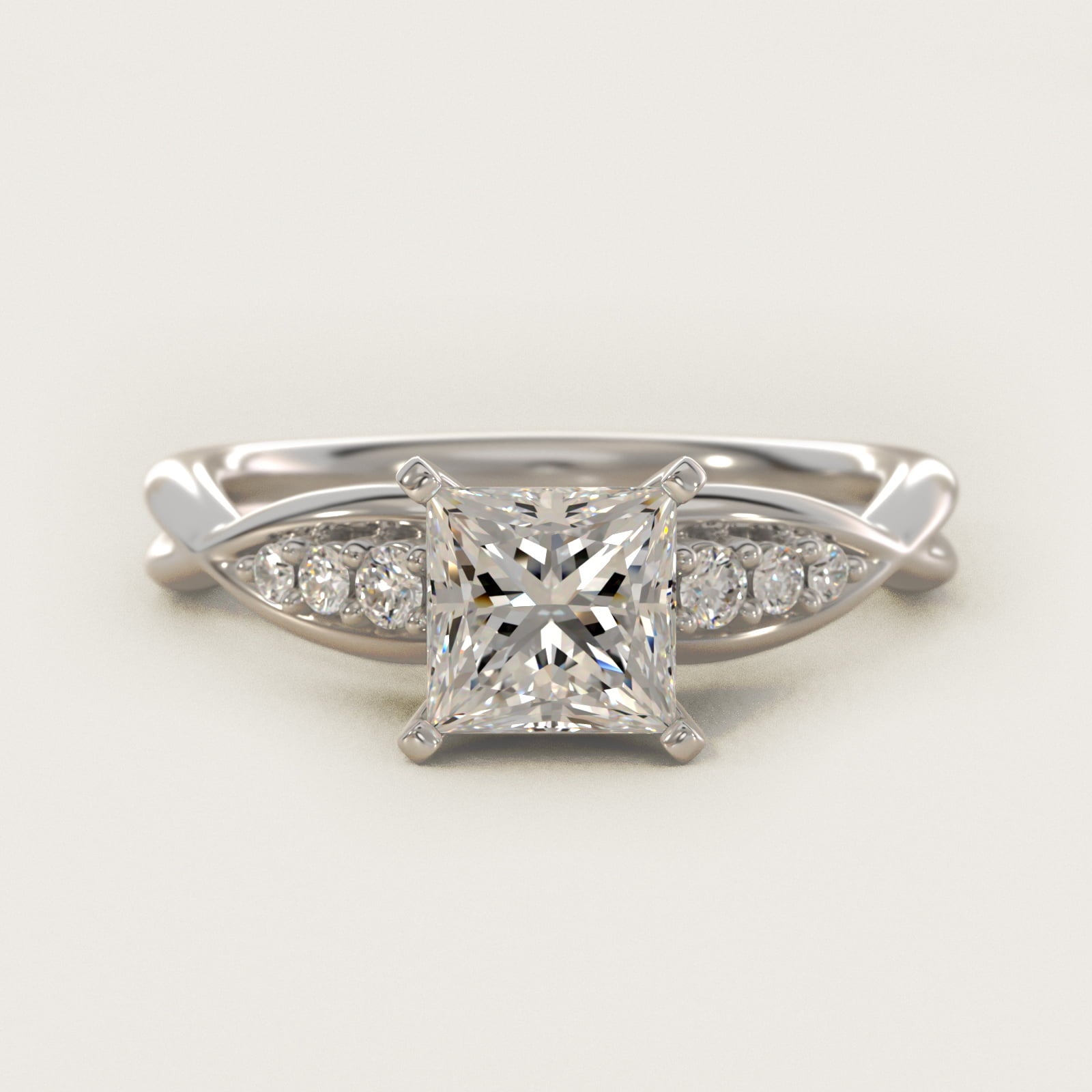 Delicate Twist Petite Diamond Engagement Ring in Platinum (1/10 ct. tw.) - Princess Center