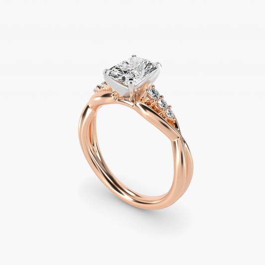 Delicate Twist Petite Diamond Engagement Ring in 14k Rose Gold (1/10 ct. tw.) - Radiant Center