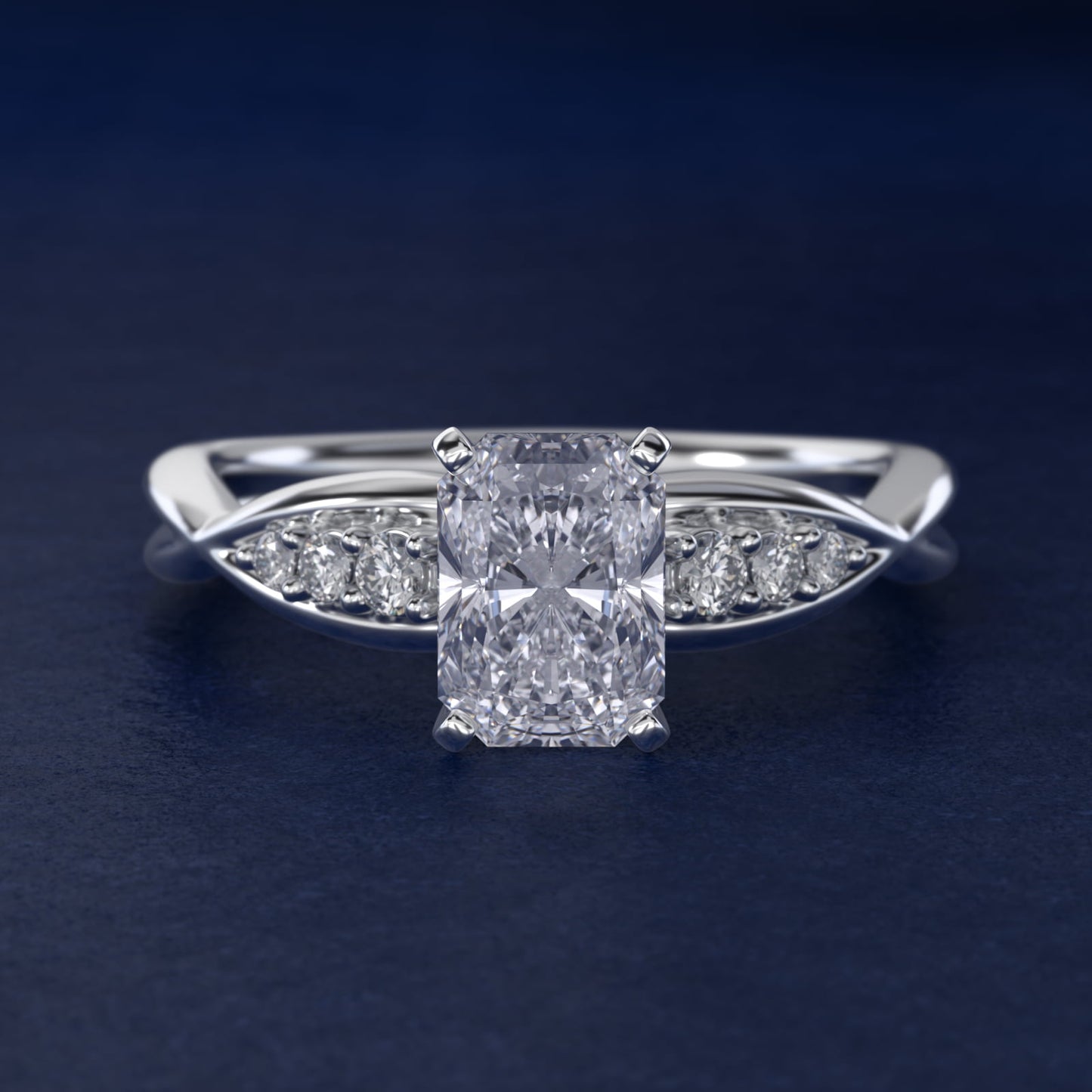 Delicate Twist Petite Diamond Engagement Ring in 18k White Gold (1/10 ct. tw.) - Radiant Center