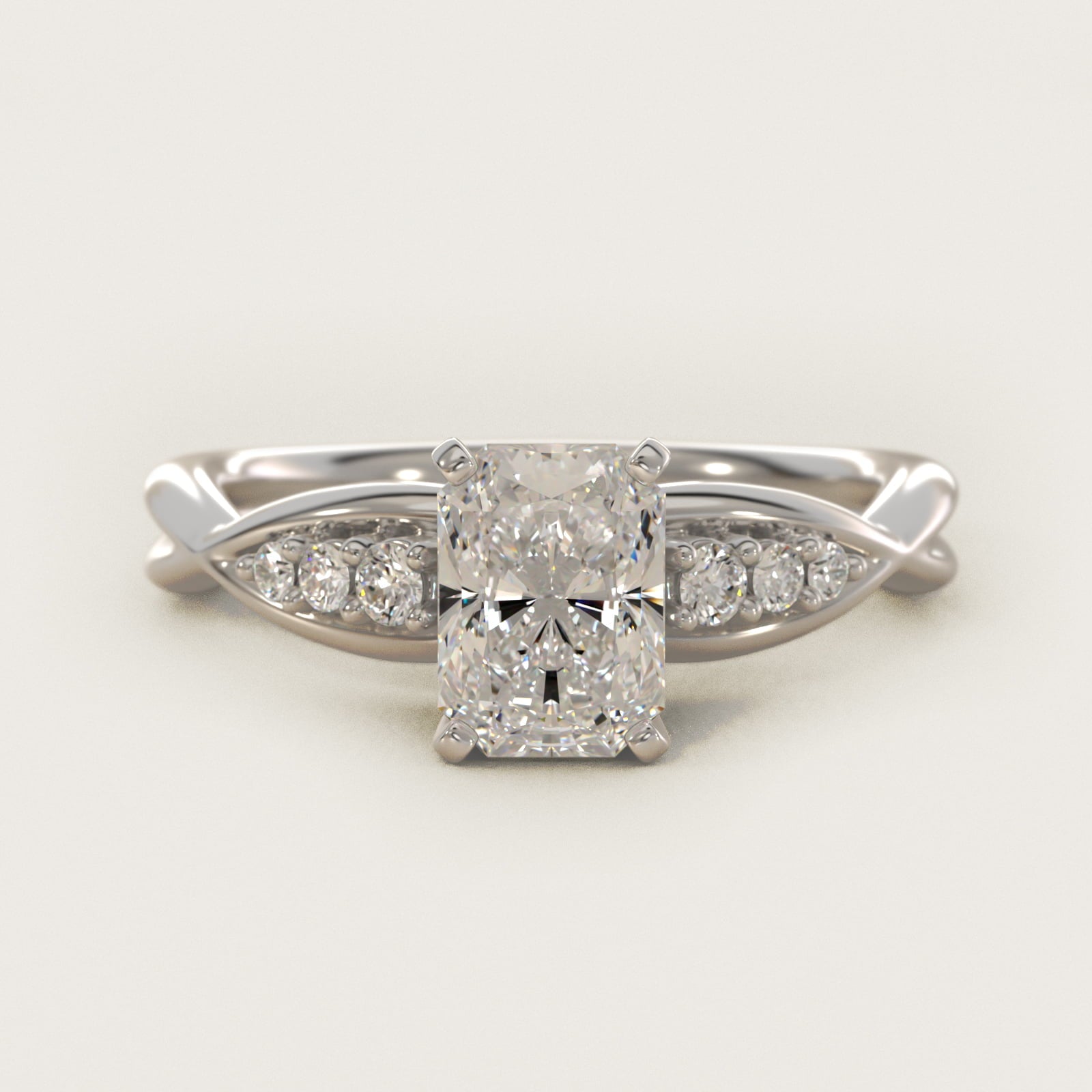 Delicate Twist Petite Diamond Engagement Ring in 18k White Gold (1/10 ct. tw.) - Radiant Center
