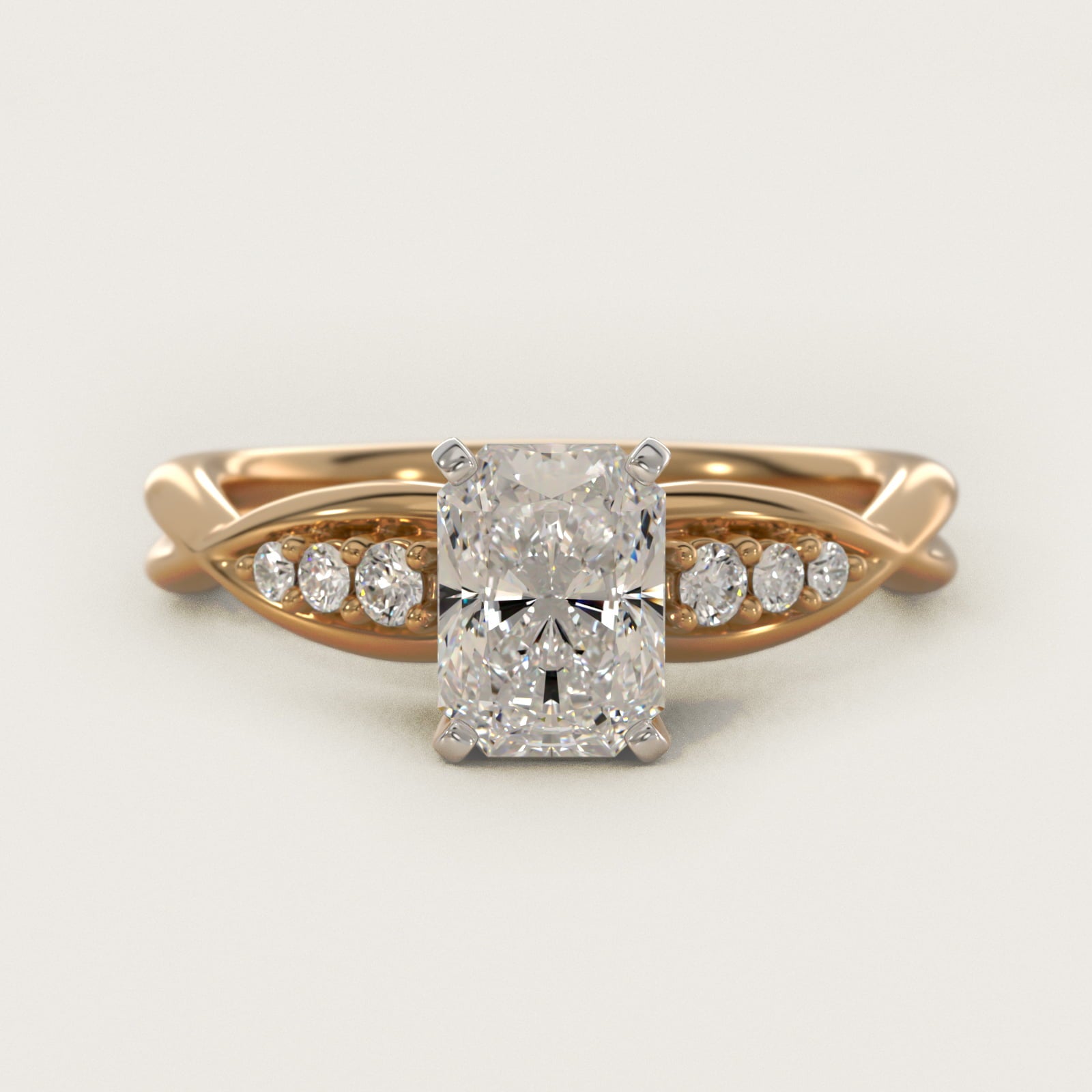Delicate Twist Petite Diamond Engagement Ring in 18k Yellow Gold (1/10 ct. tw.) - Radiant Center