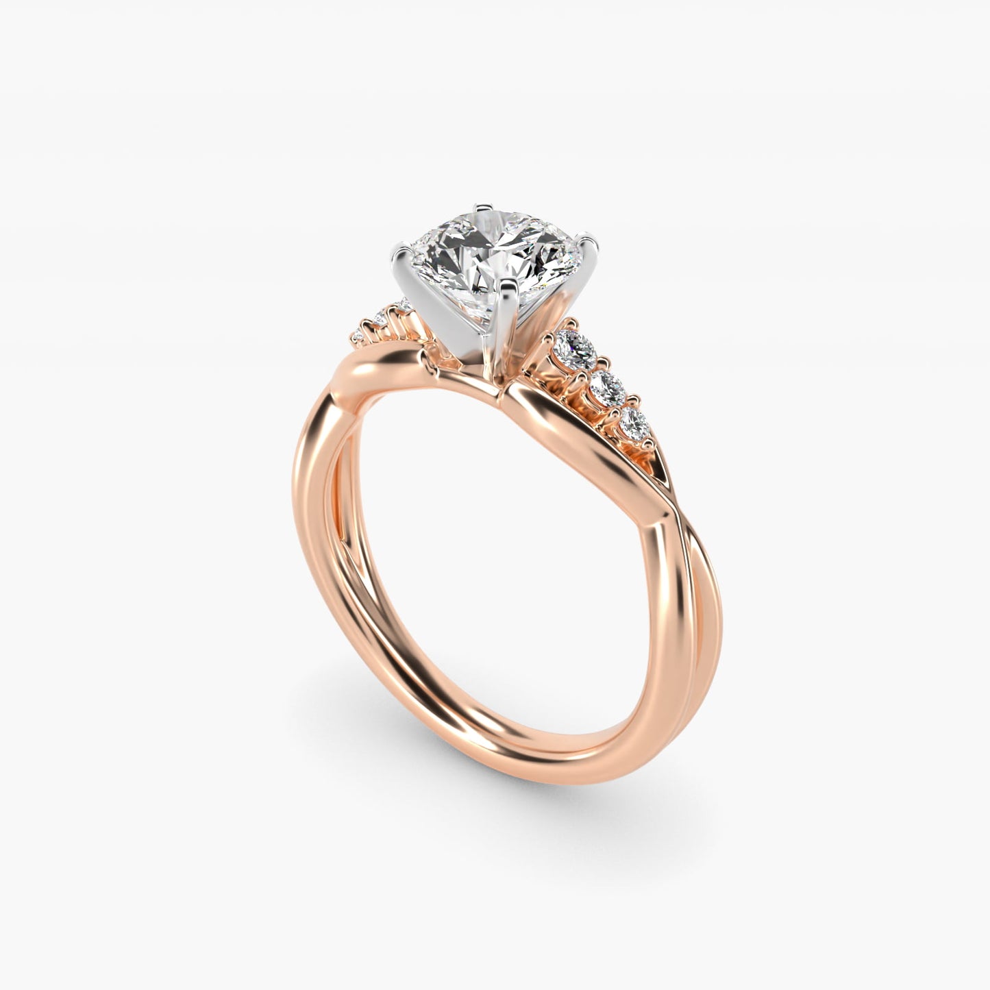 Delicate Twist Petite Diamond Engagement Ring in 14k Rose Gold (1/10 ct. tw.) - Round Center