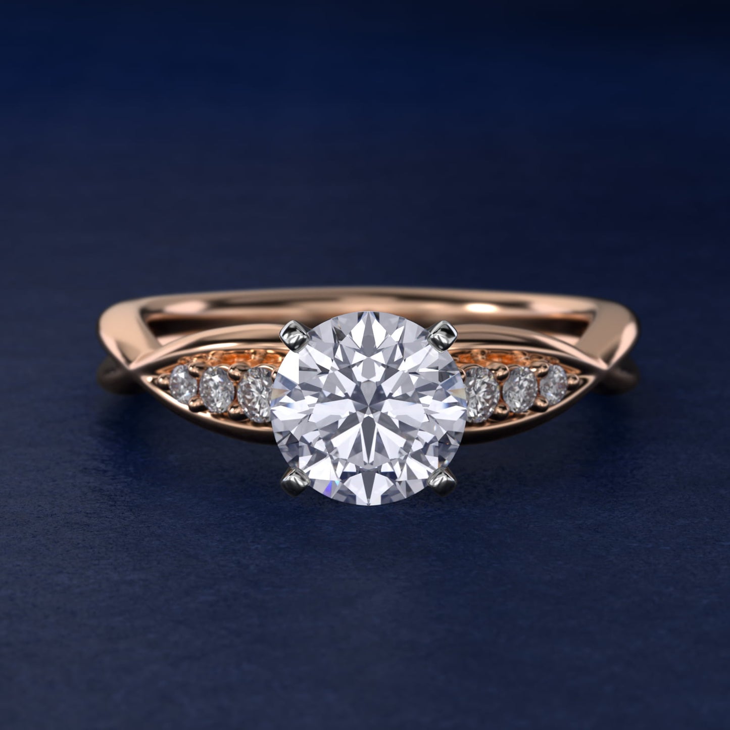 Delicate Twist Petite Diamond Engagement Ring in 14k Rose Gold (1/10 ct. tw.) - Round Center