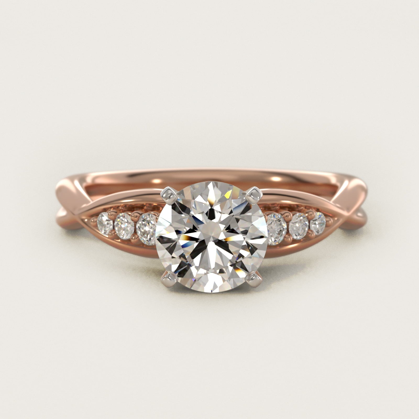 Delicate Twist Petite Diamond Engagement Ring in 14k Rose Gold (1/10 ct. tw.) - Round Center