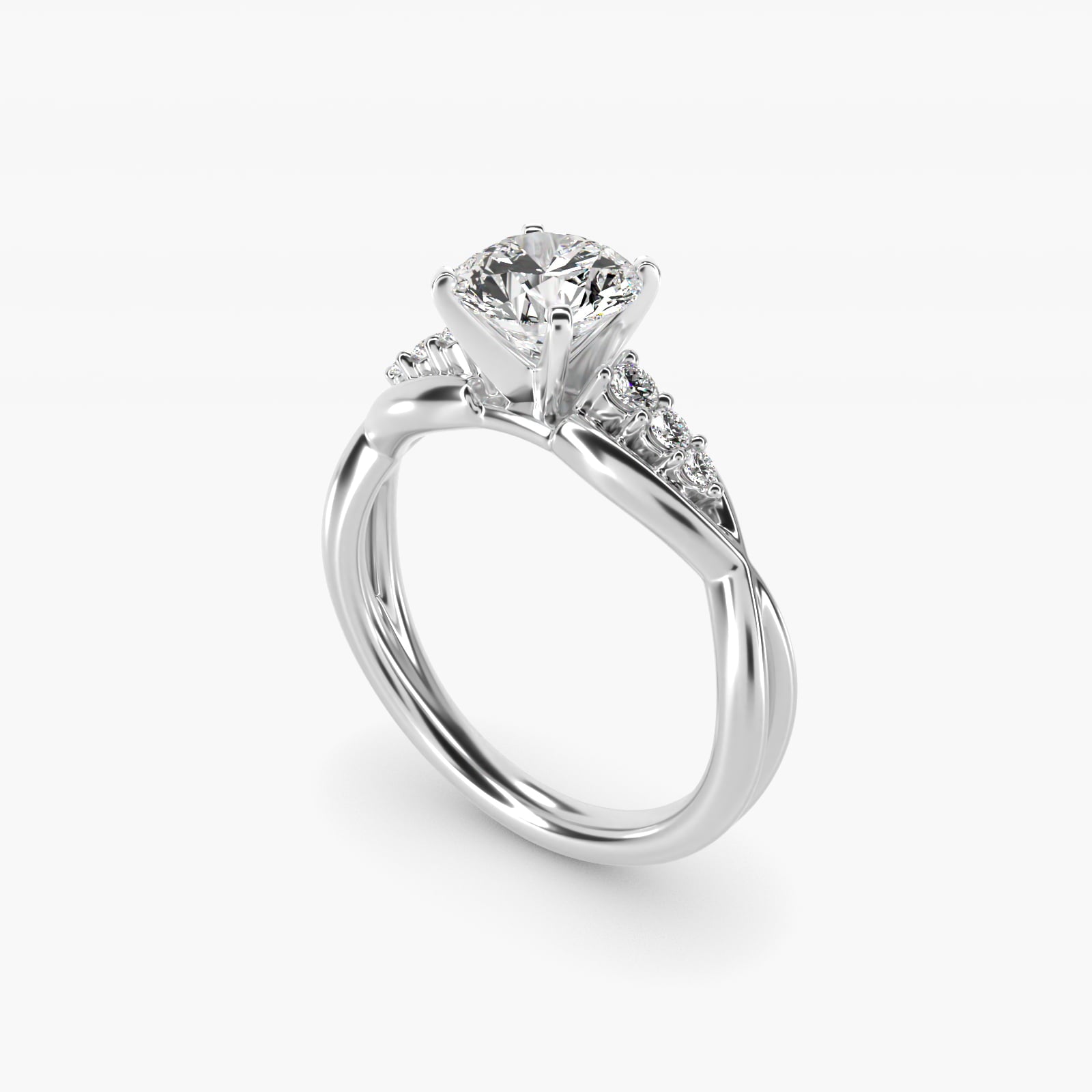 Delicate Twist Petite Diamond Engagement Ring in 18k White Gold (1/10 ct. tw.) - Round Center