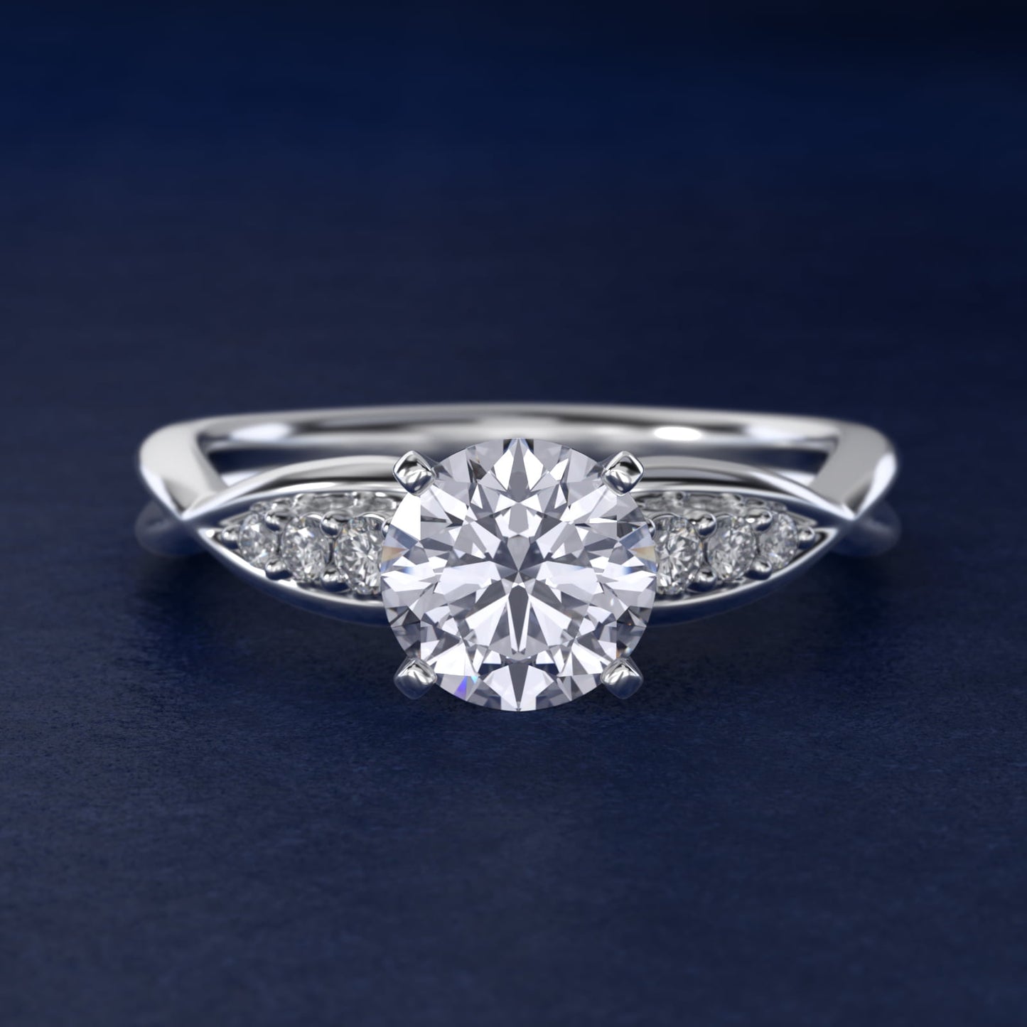 Delicate Twist Petite Diamond Engagement Ring in 18k White Gold (1/10 ct. tw.) - Round Center