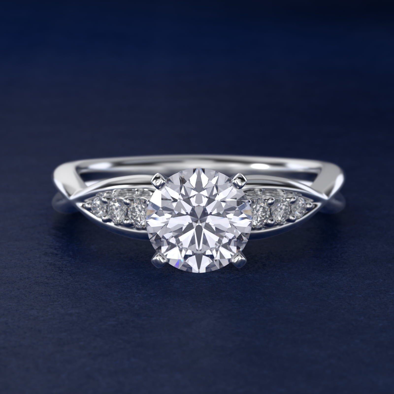 Delicate Twist Petite Diamond Engagement Ring in 18k White Gold (1/10 ct. tw.) - Round Center