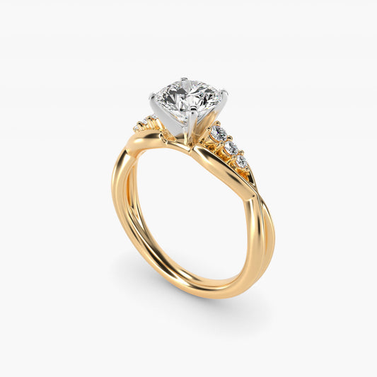 Delicate Twist Petite Diamond Engagement Ring in 18k Yellow Gold (1/10 ct. tw.) - Round Center