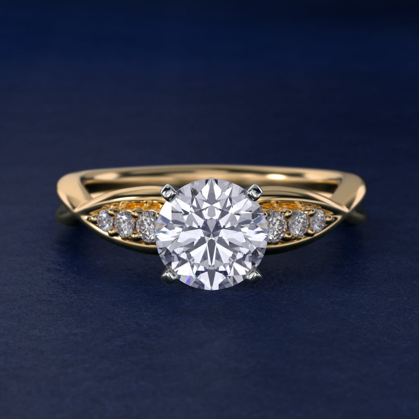 Delicate Twist Petite Diamond Engagement Ring in 18k Yellow Gold (1/10 ct. tw.) - Round Center