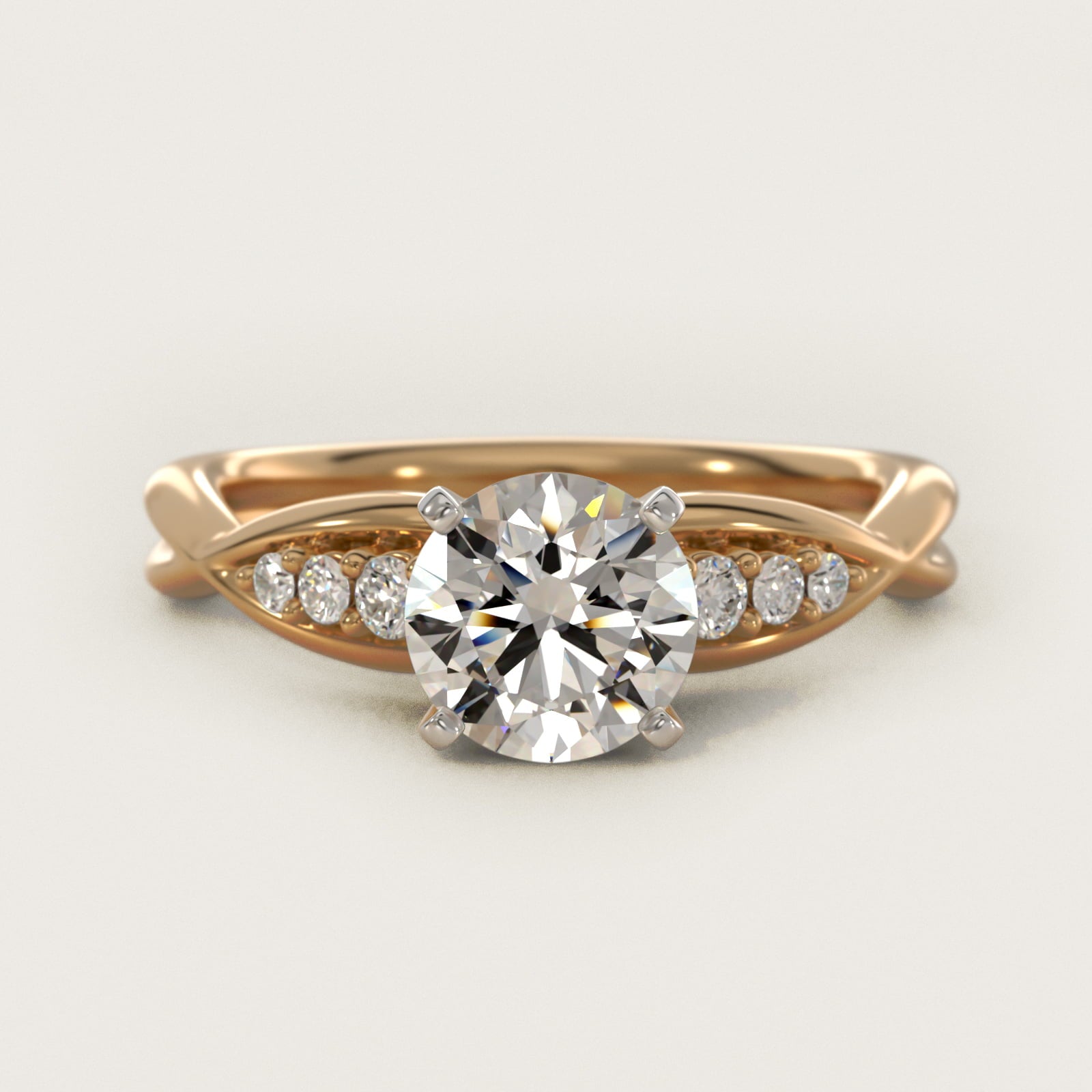 Delicate Twist Petite Diamond Engagement Ring in 14k Yellow Gold (1/10 ct. tw.) - Round Center