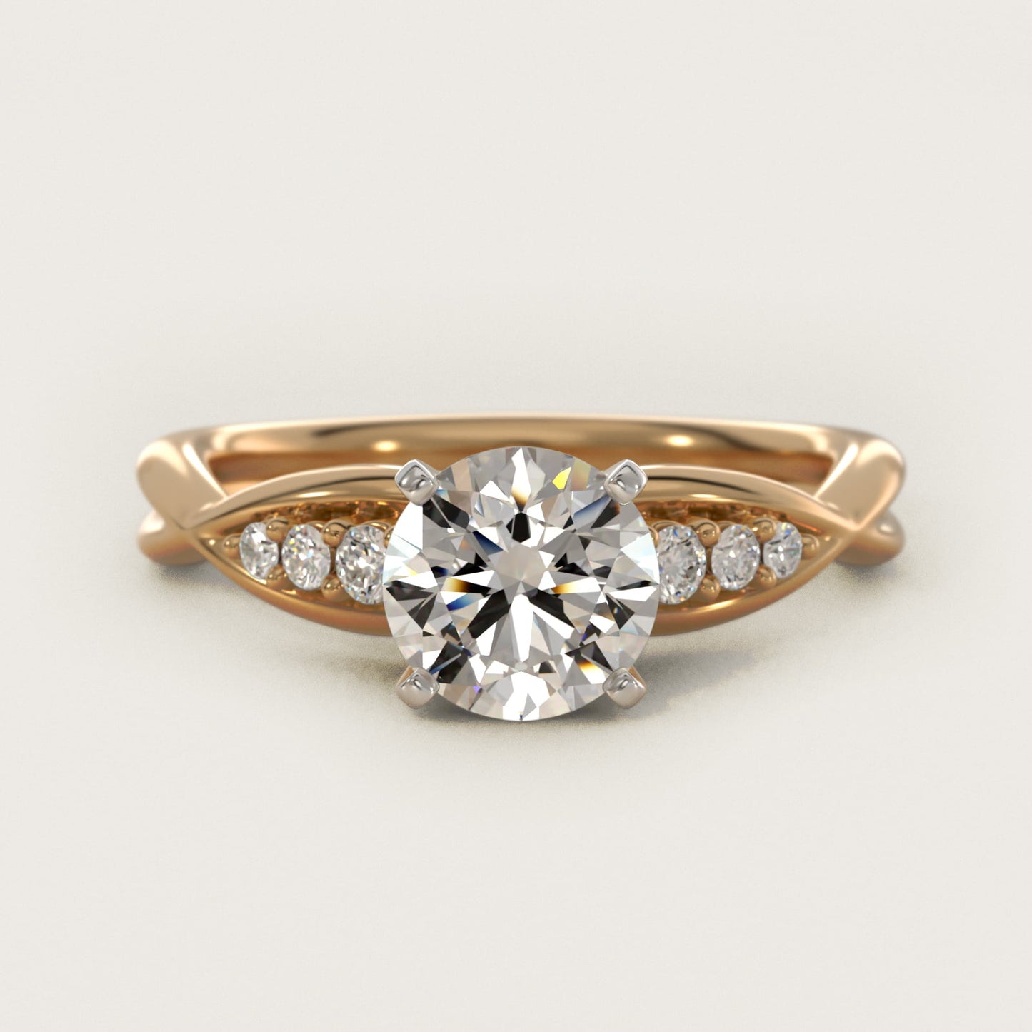 Delicate Twist Petite Diamond Engagement Ring in 18k Yellow Gold (1/10 ct. tw.) - Round Center