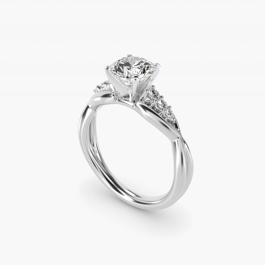 Delicate Twist Petite Diamond Engagement Ring in Platinum (1/10 ct. tw.) - Round Center