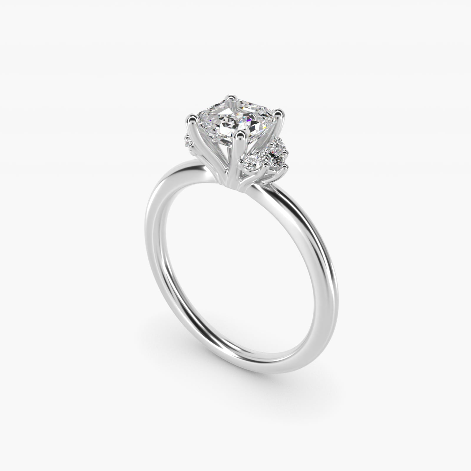 Demi Cluster Round Diamond Engagement Ring in 18k White Gold - Asscher Center