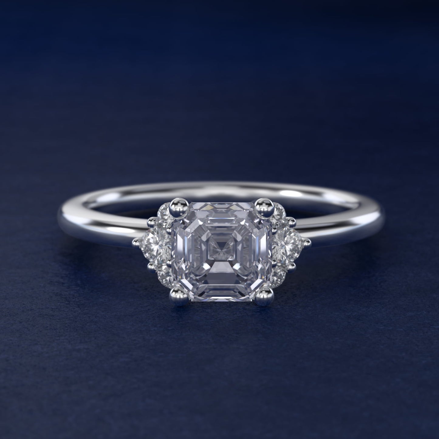 Demi Cluster Round Diamond Engagement Ring in 18k White Gold - Asscher Center