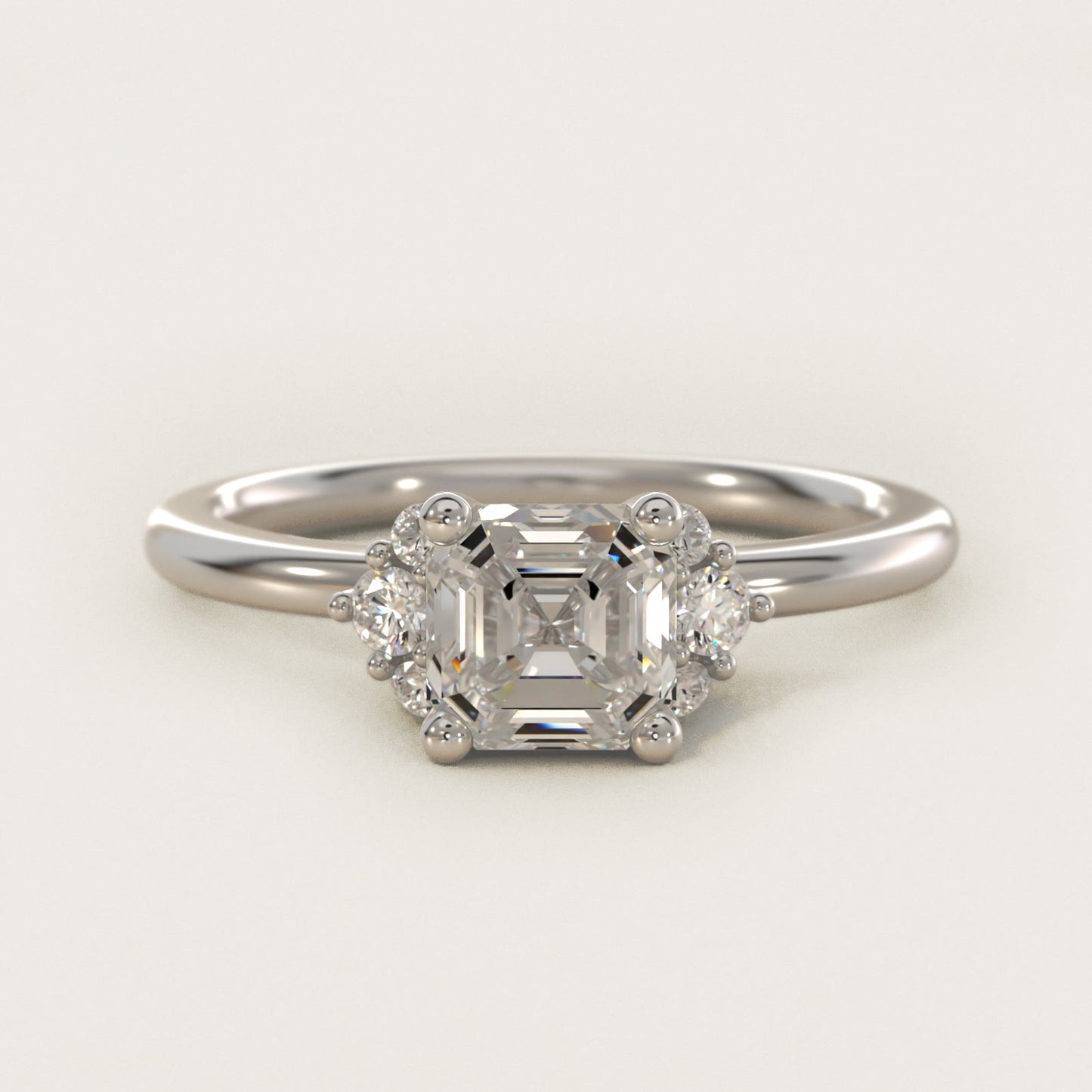 Demi Cluster Round Diamond Engagement Ring in 18k White Gold - Asscher Center