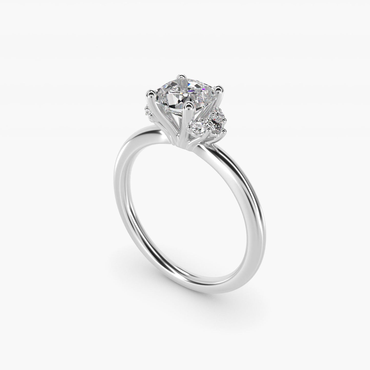Demi Cluster Round Diamond Engagement Ring in 14k White Gold - Cushion Center