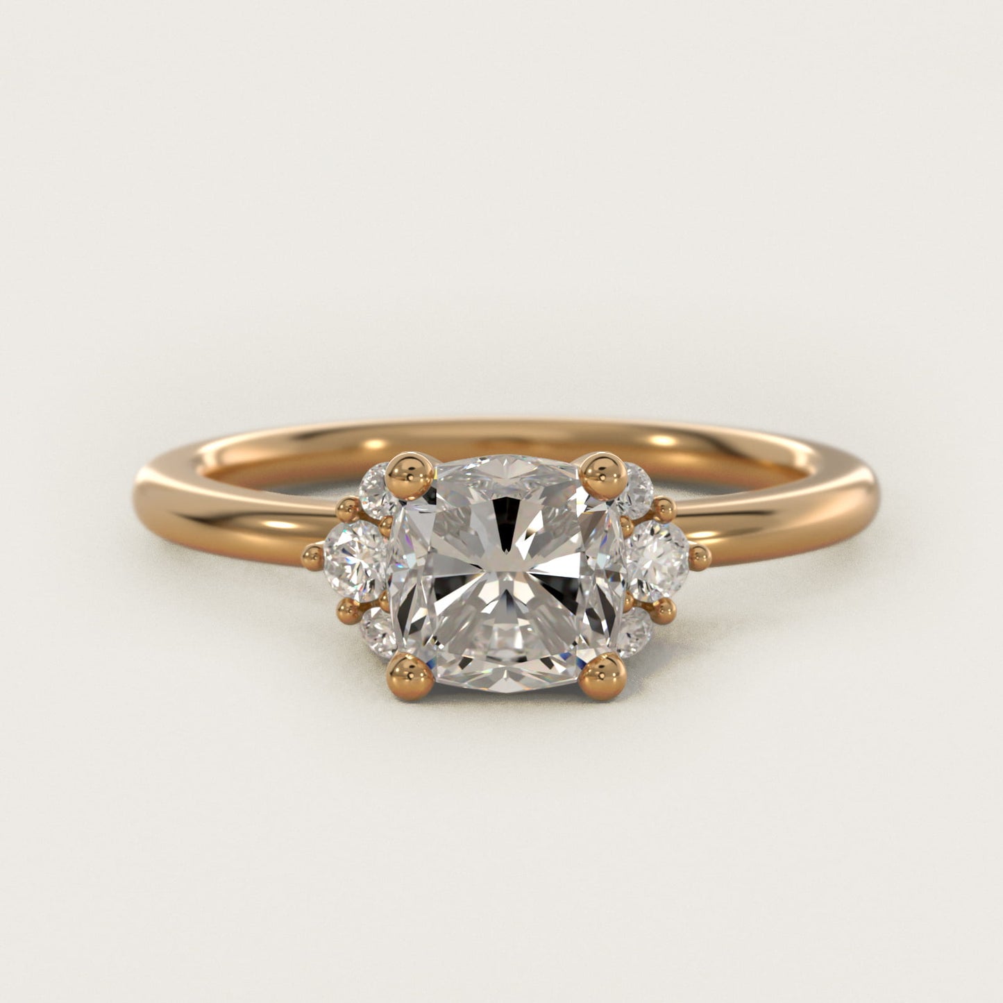 Demi Cluster Round Diamond Engagement Ring in 14k Yellow Gold - Cushion Center