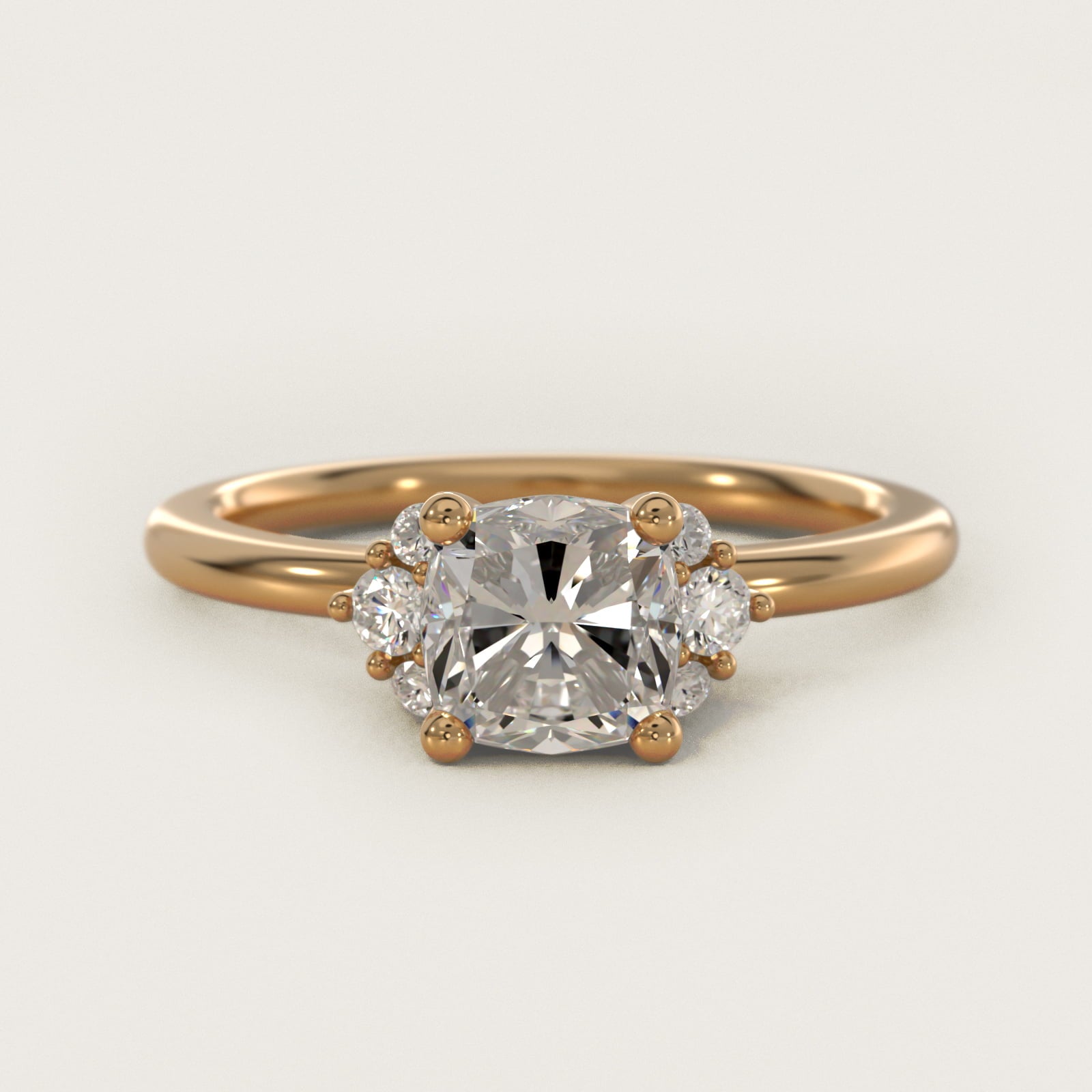 Demi Cluster Round Diamond Engagement Ring in 14k Yellow Gold - Cushion Center