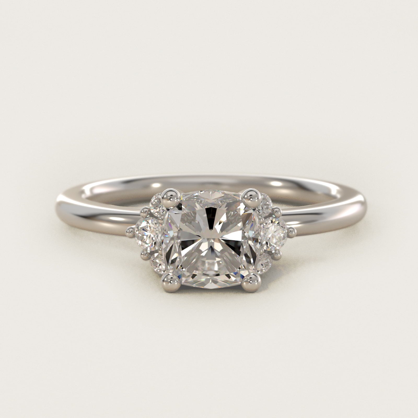 Demi Cluster Round Diamond Engagement Ring in Platinum - Cushion Center