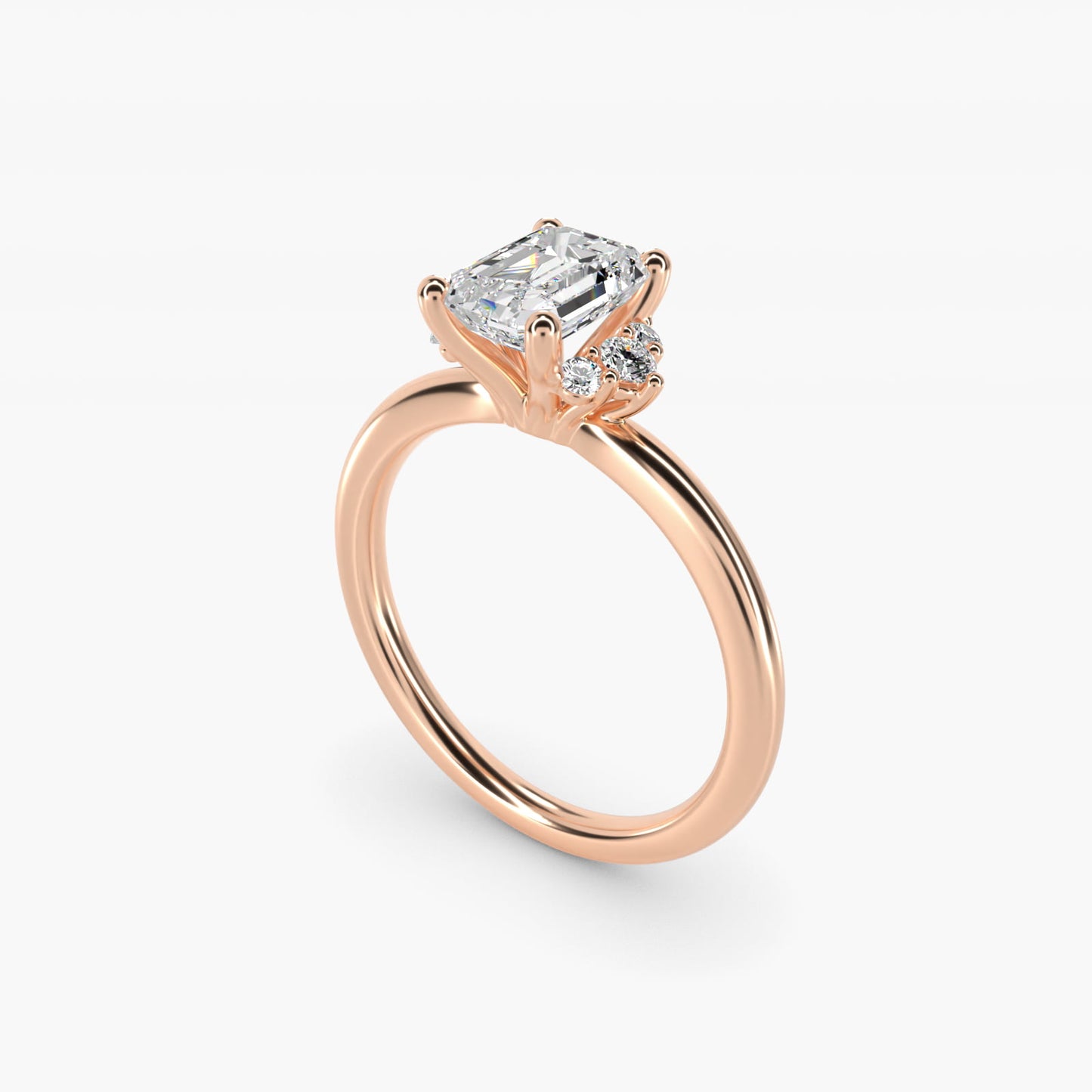 Demi Cluster Round Diamond Engagement Ring in 18k Rose Gold - Emerald Center