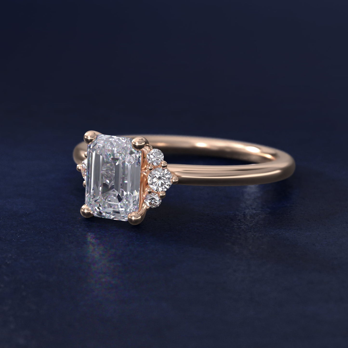 Demi Cluster Round Diamond Engagement Ring in 18k Rose Gold - Emerald Center