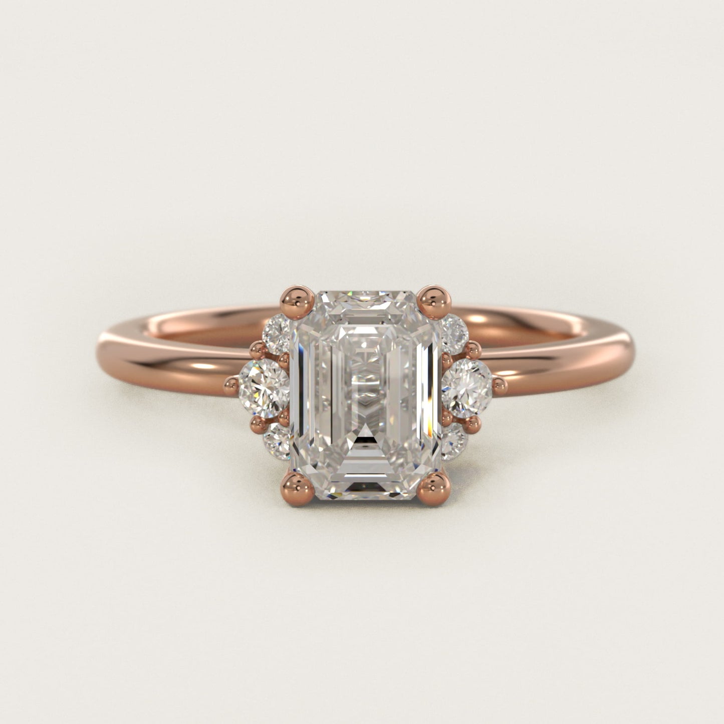 Demi Cluster Round Diamond Engagement Ring in 14k Rose Gold - Emerald Center