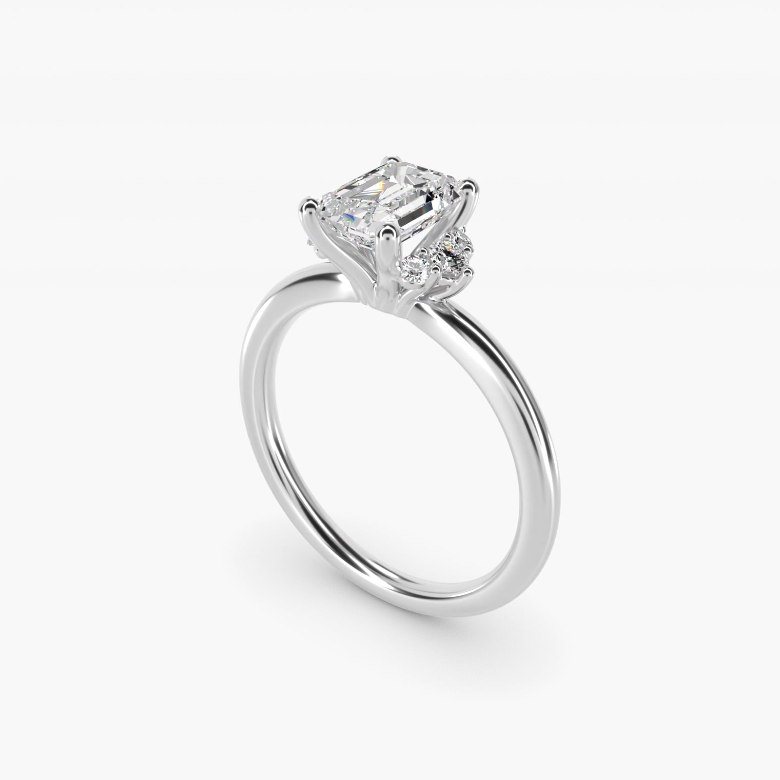 Demi Cluster Round Diamond Engagement Ring in 18k White Gold - Emerald Center