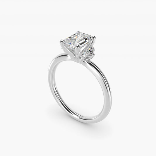 Demi Cluster Round Diamond Engagement Ring in 18k White Gold - Emerald Center