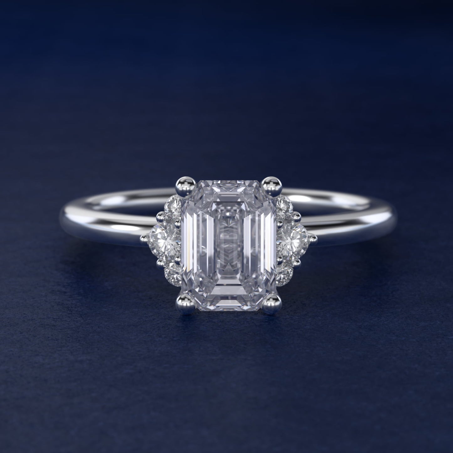 Demi Cluster Round Diamond Engagement Ring in 14k White Gold - Emerald Center