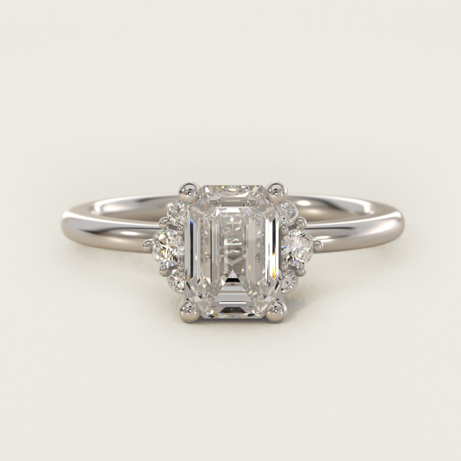 Demi Cluster Round Diamond Engagement Ring in 14k White Gold - Emerald Center