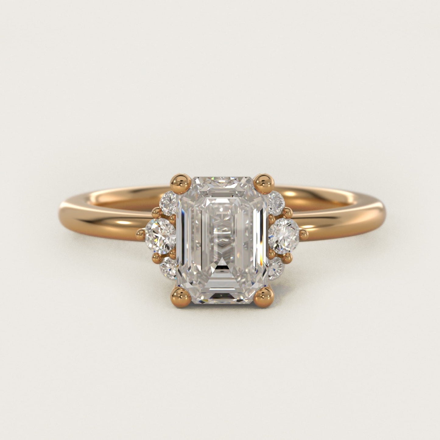 Demi Cluster Round Diamond Engagement Ring in 18k Yellow Gold - Emerald Center