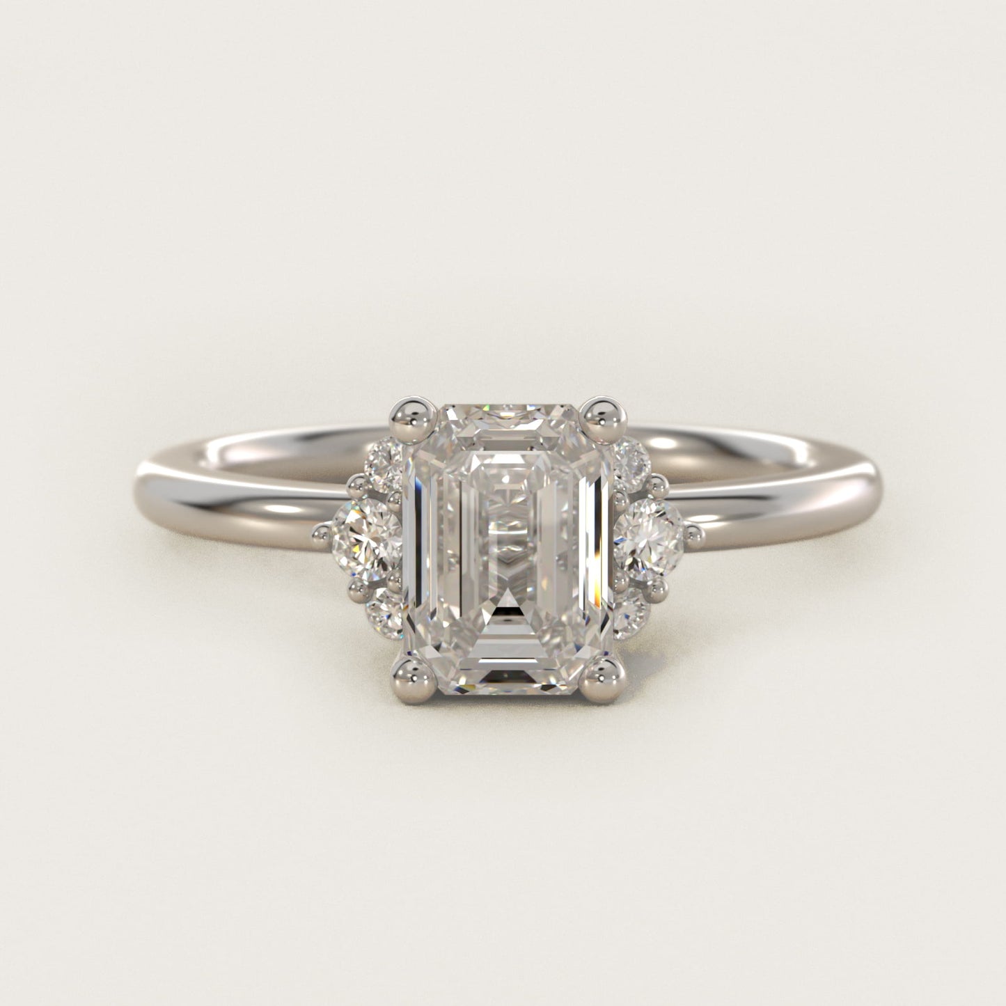 Demi Cluster Round Diamond Engagement Ring in Platinum - Emerald Center