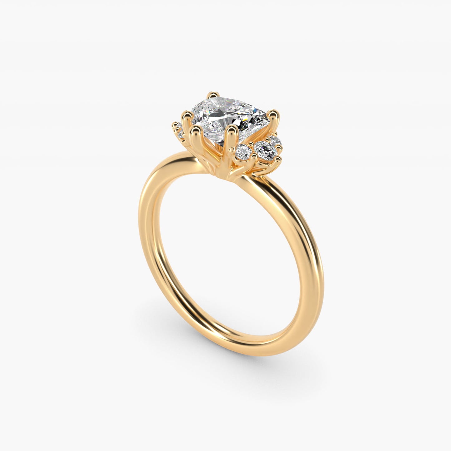 Demi Cluster Round Diamond Engagement Ring in 14k Yellow Gold - Heart Center