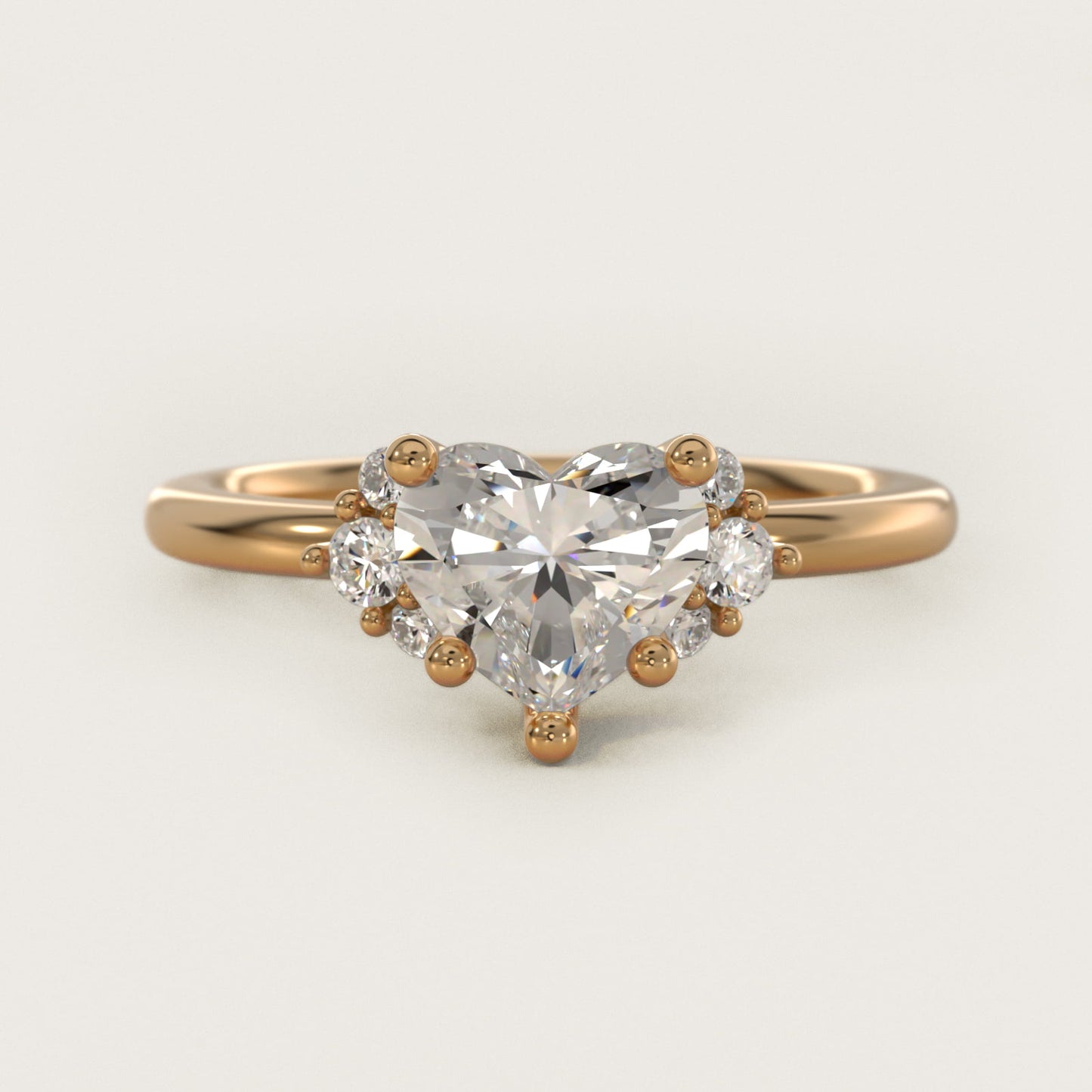 Demi Cluster Round Diamond Engagement Ring in 18k Yellow Gold - Heart Center