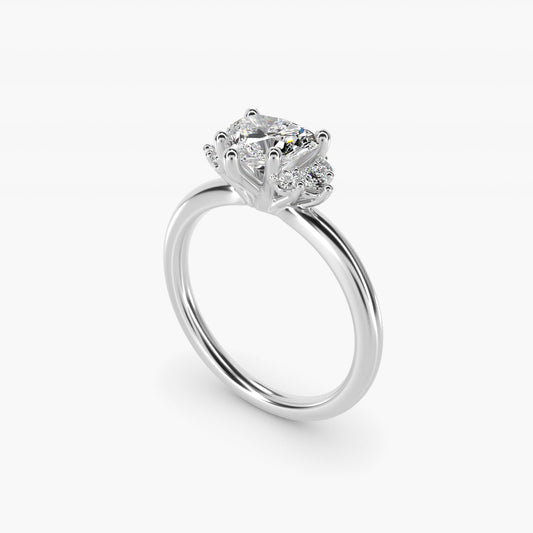 Demi Cluster Round Diamond Engagement Ring in Platinum - Heart Center