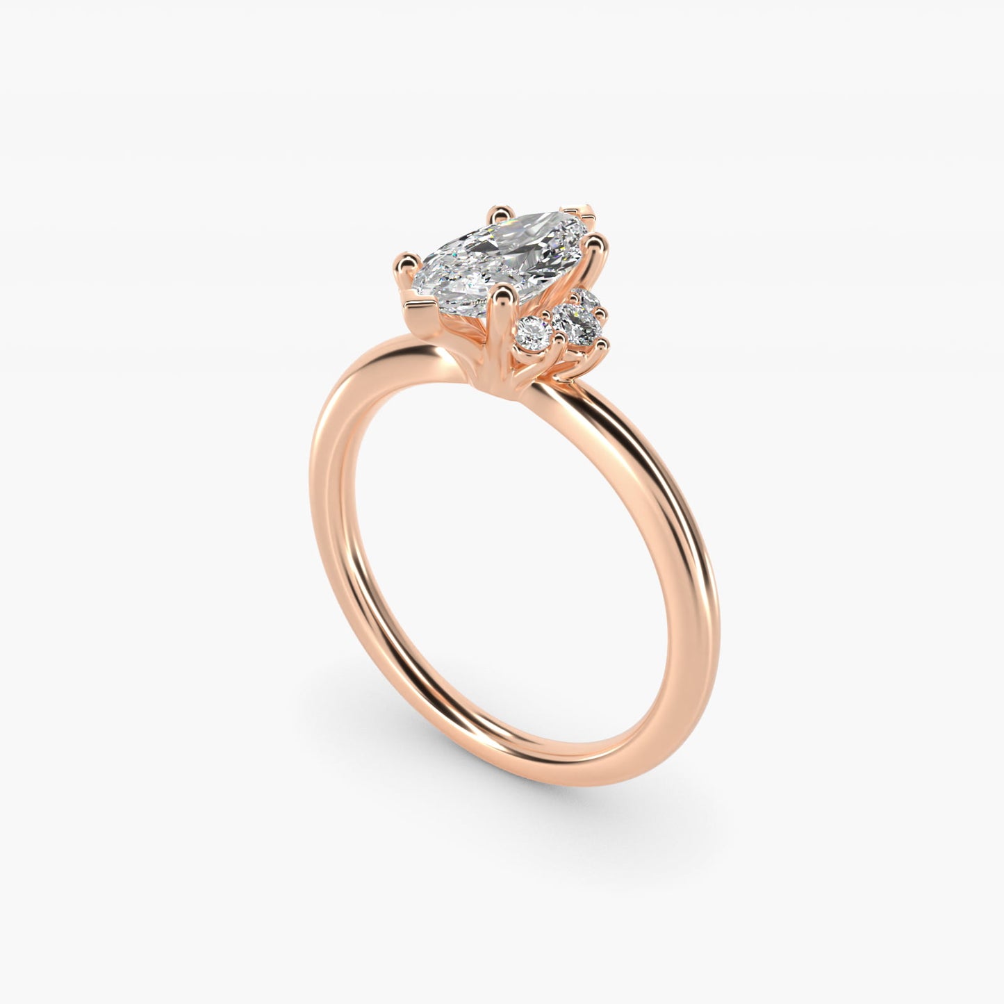Demi Cluster Round Diamond Engagement Ring in 14k Rose Gold - Marquise Center