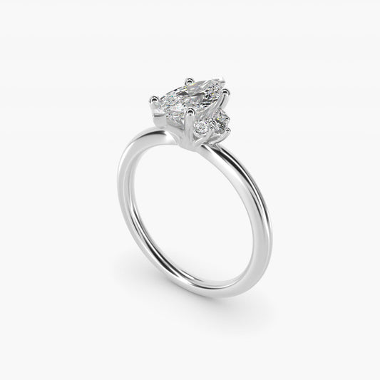 Demi Cluster Round Diamond Engagement Ring in Platinum - Marquise Center