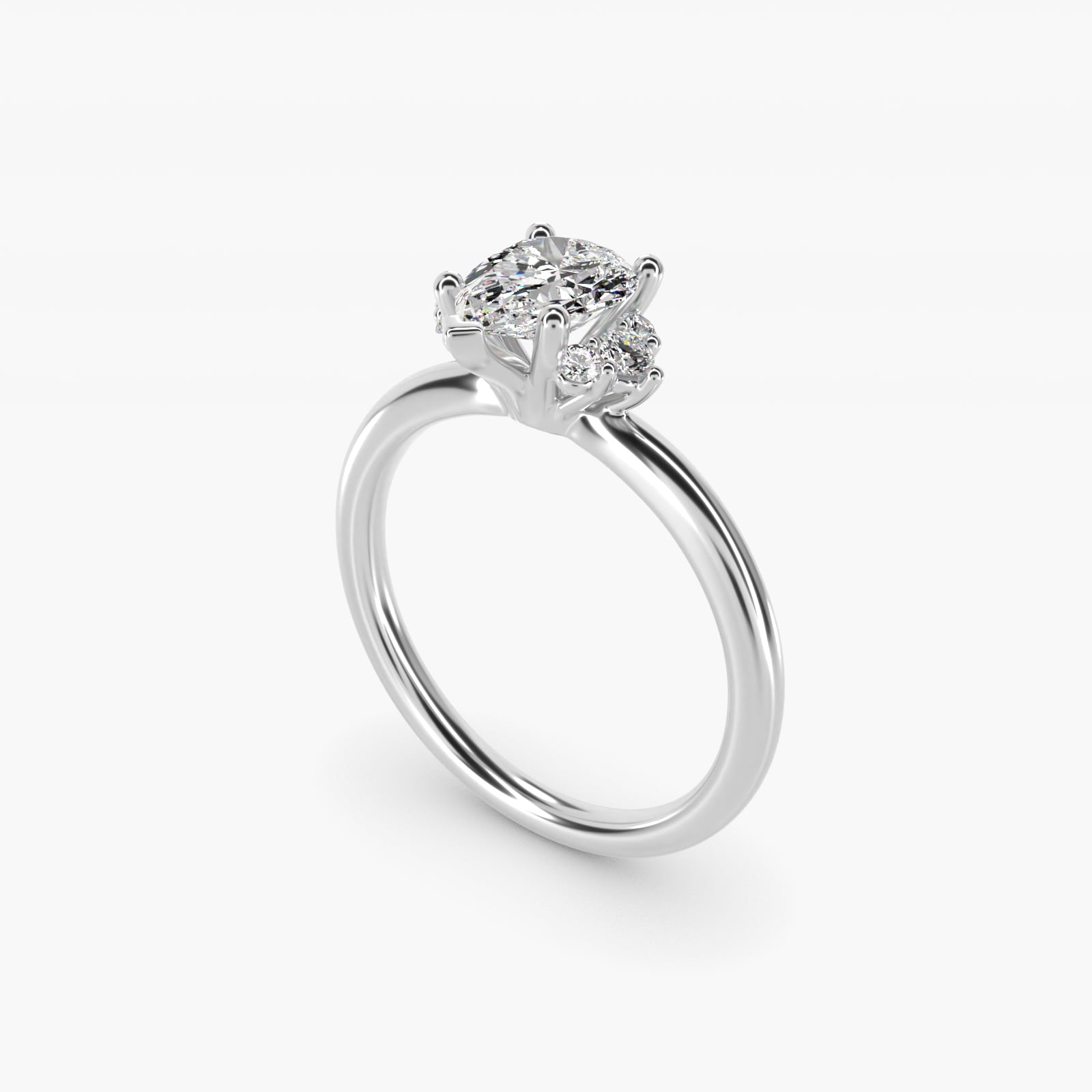 Demi Cluster Round Diamond Engagement Ring in 14k White Gold - Pear Center