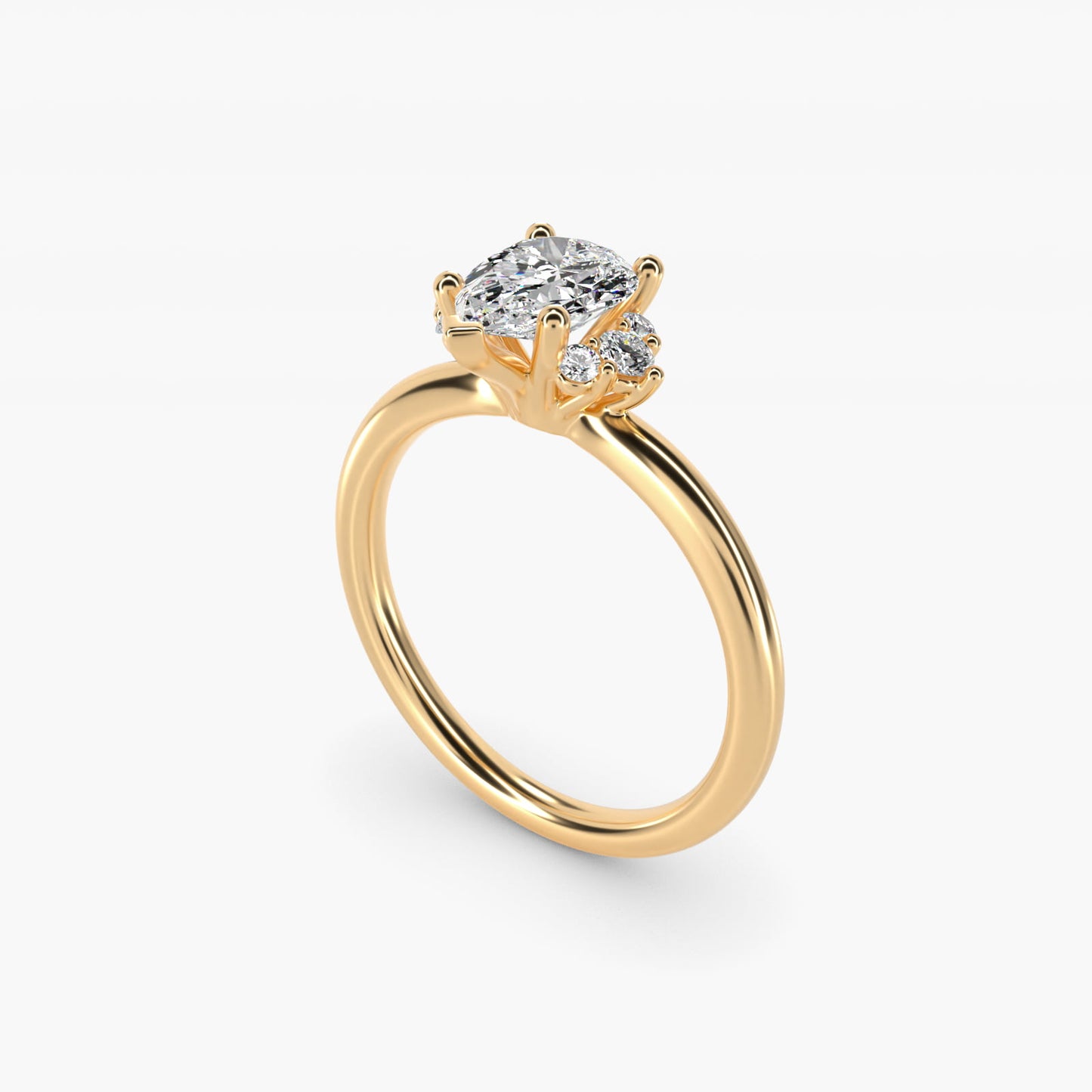 Demi Cluster Round Diamond Engagement Ring in 14k Yellow Gold - Pear Center