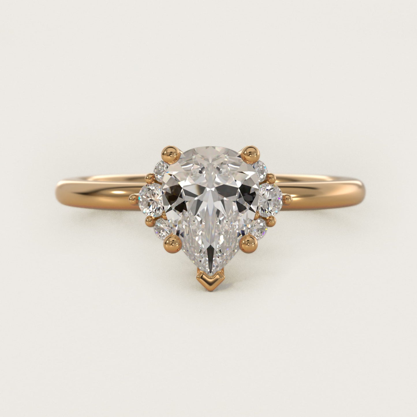 Demi Cluster Round Diamond Engagement Ring in 14k Yellow Gold - Pear Center