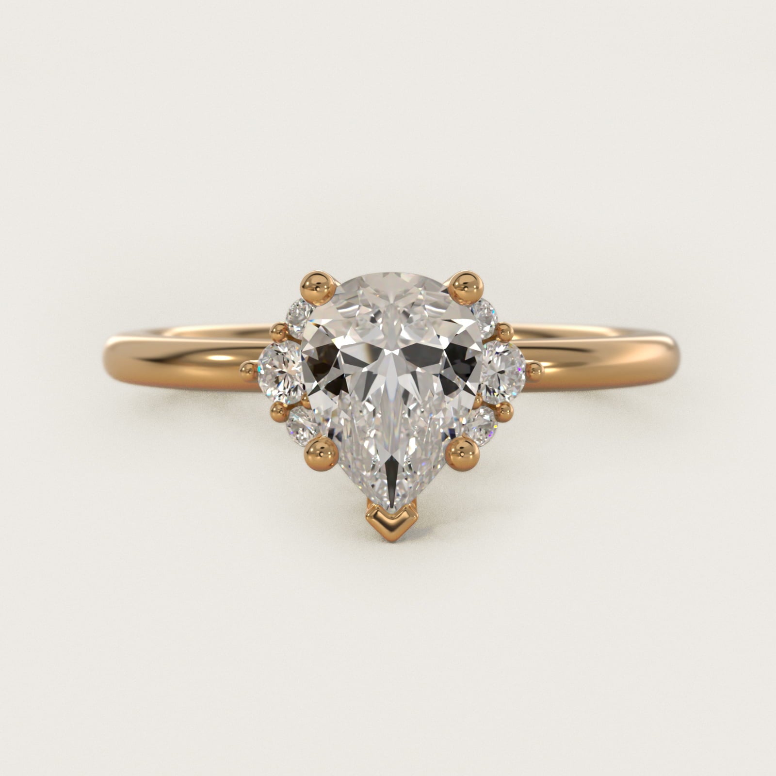Demi Cluster Round Diamond Engagement Ring in 18k Yellow Gold - Pear Center