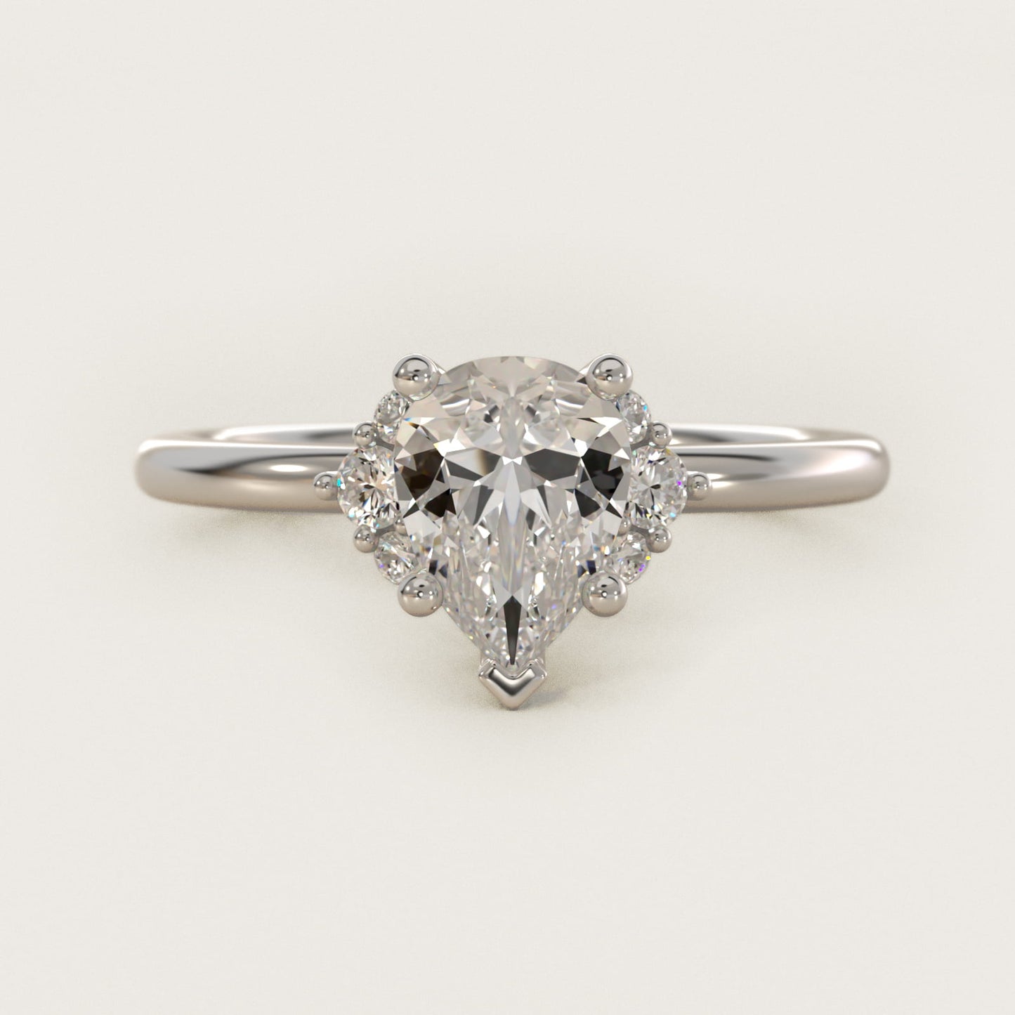 Demi Cluster Round Diamond Engagement Ring in Platinum - Pear Center