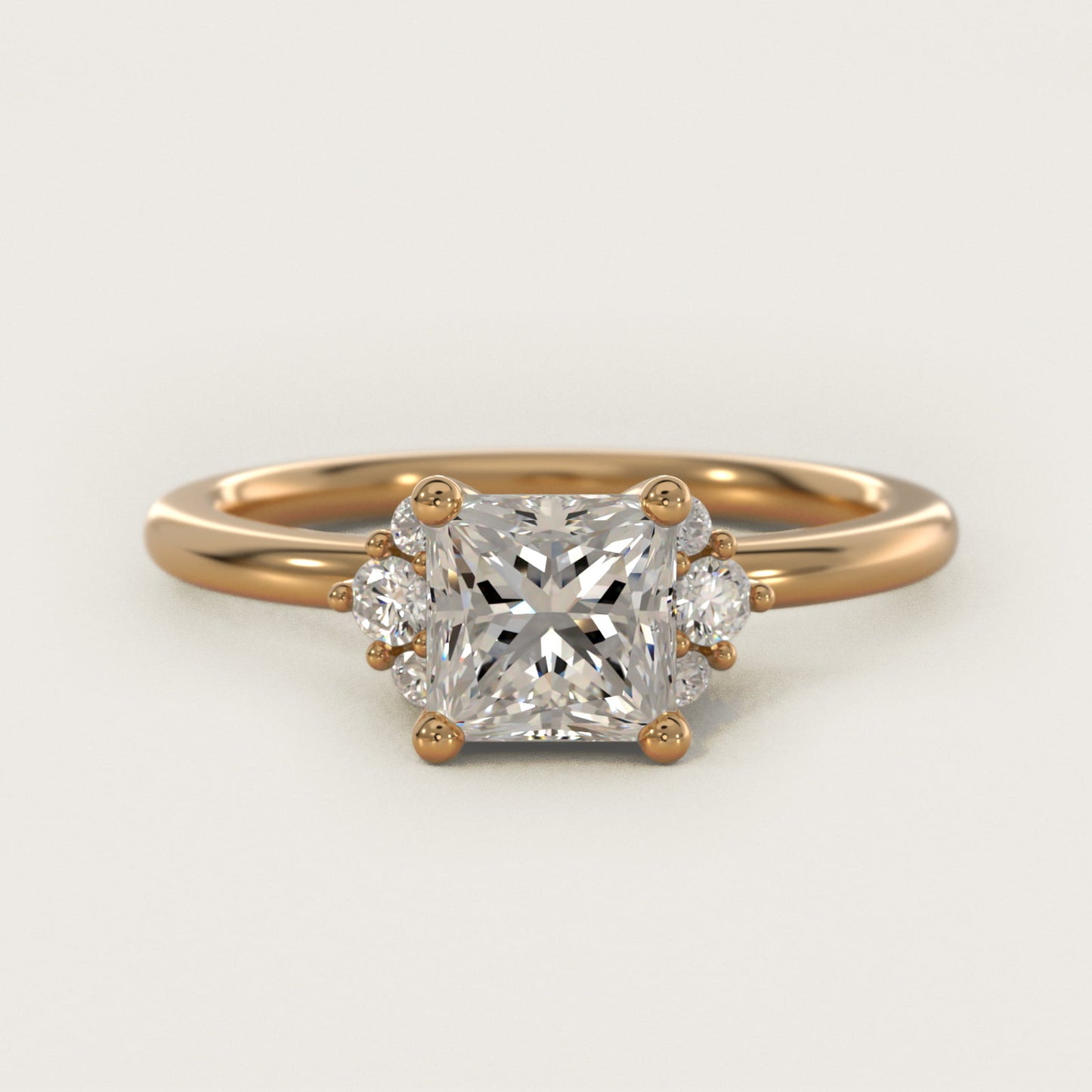 Demi Cluster Round Diamond Engagement Ring in 14k Yellow Gold - Princess Center