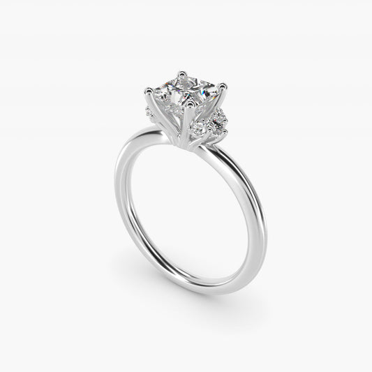 Demi Cluster Round Diamond Engagement Ring in Platinum - Princess Center