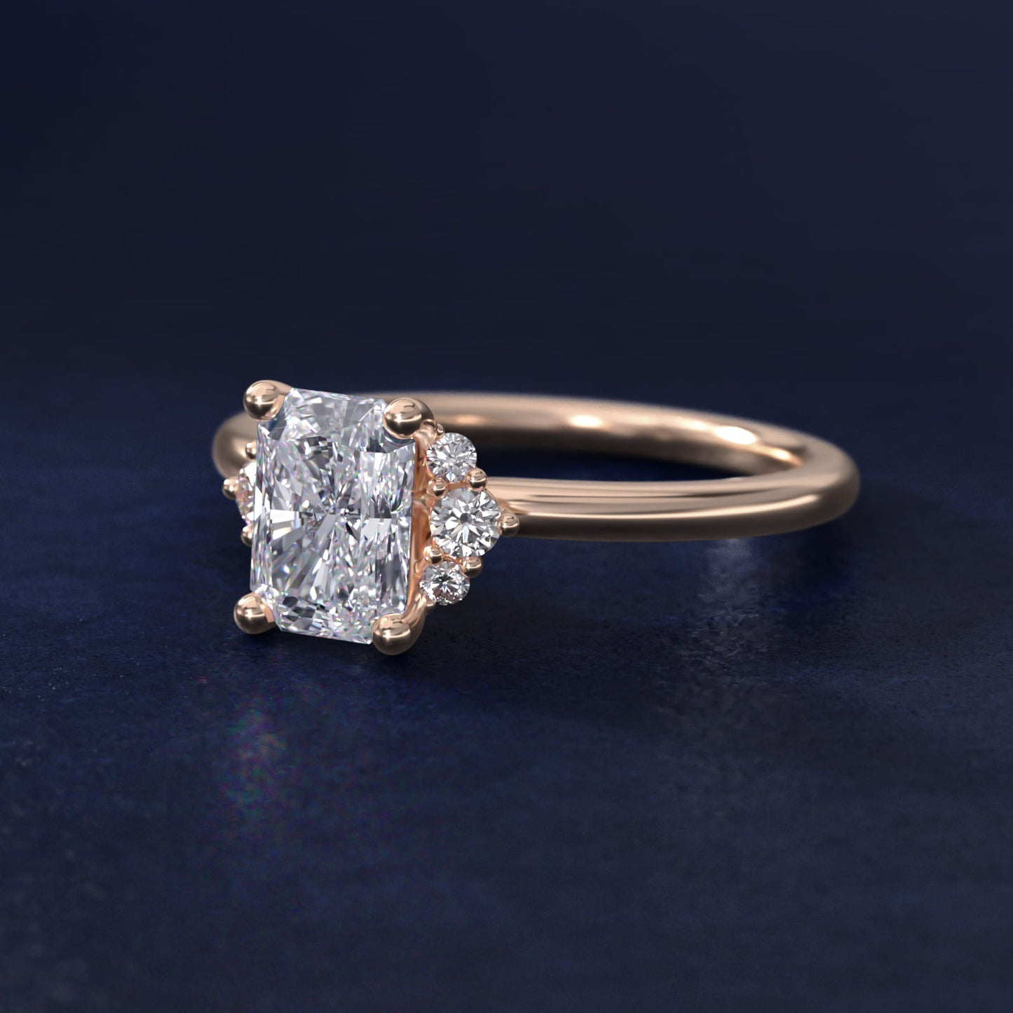 Demi Cluster Round Diamond Engagement Ring in 18k Rose Gold - Radiant Center