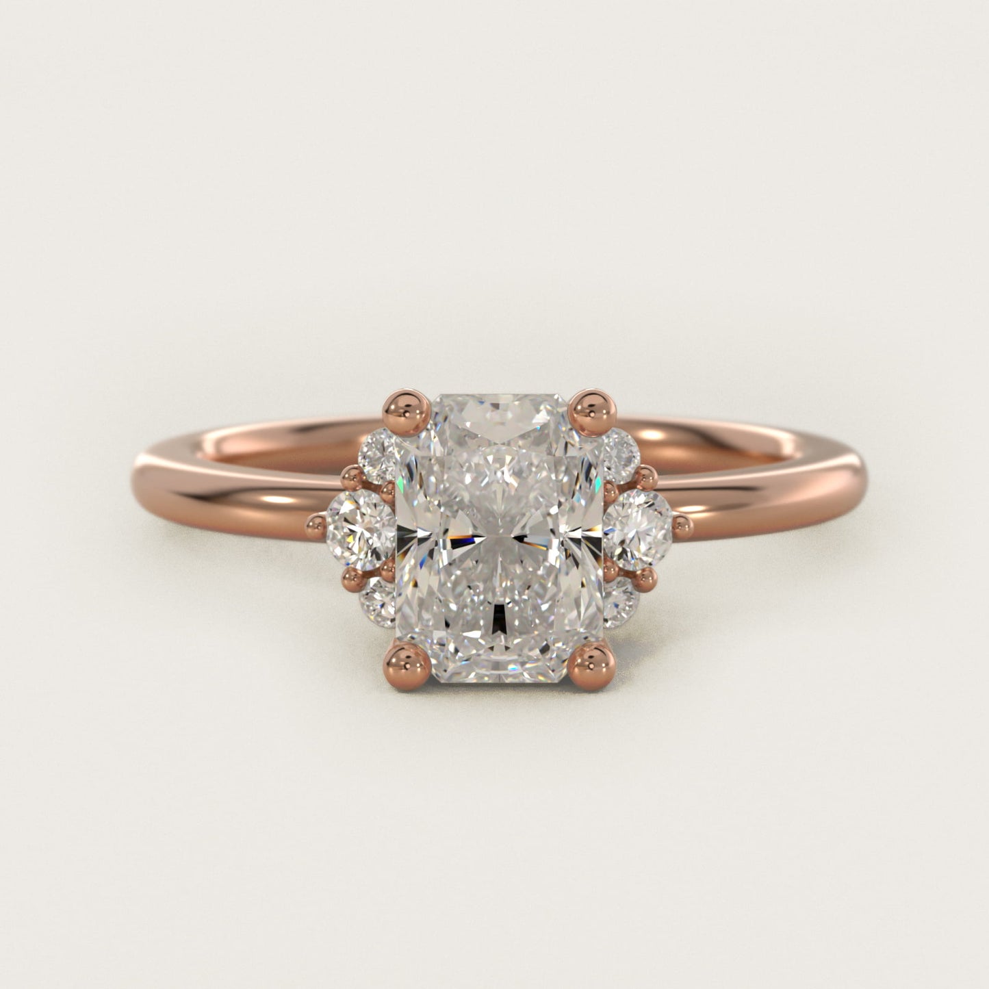 Demi Cluster Round Diamond Engagement Ring in 18k Rose Gold - Radiant Center