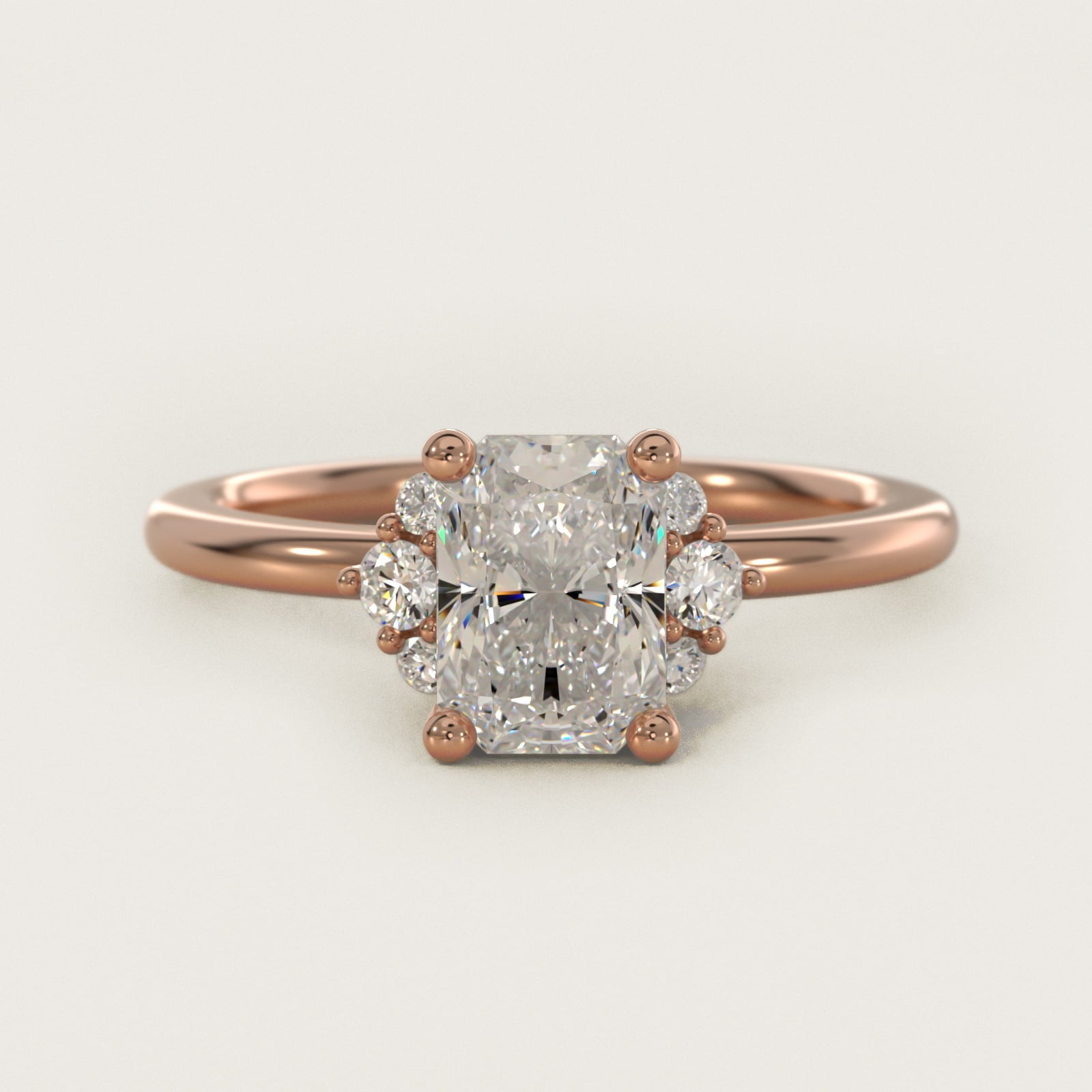 Demi Cluster Round Diamond Engagement Ring in 18k Rose Gold - Radiant Center