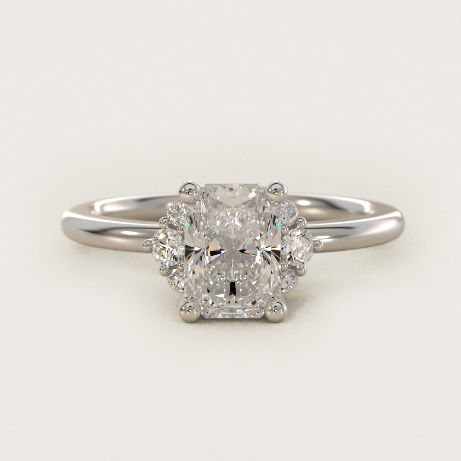 Demi Cluster Round Diamond Engagement Ring in 14k White Gold - Radiant Center
