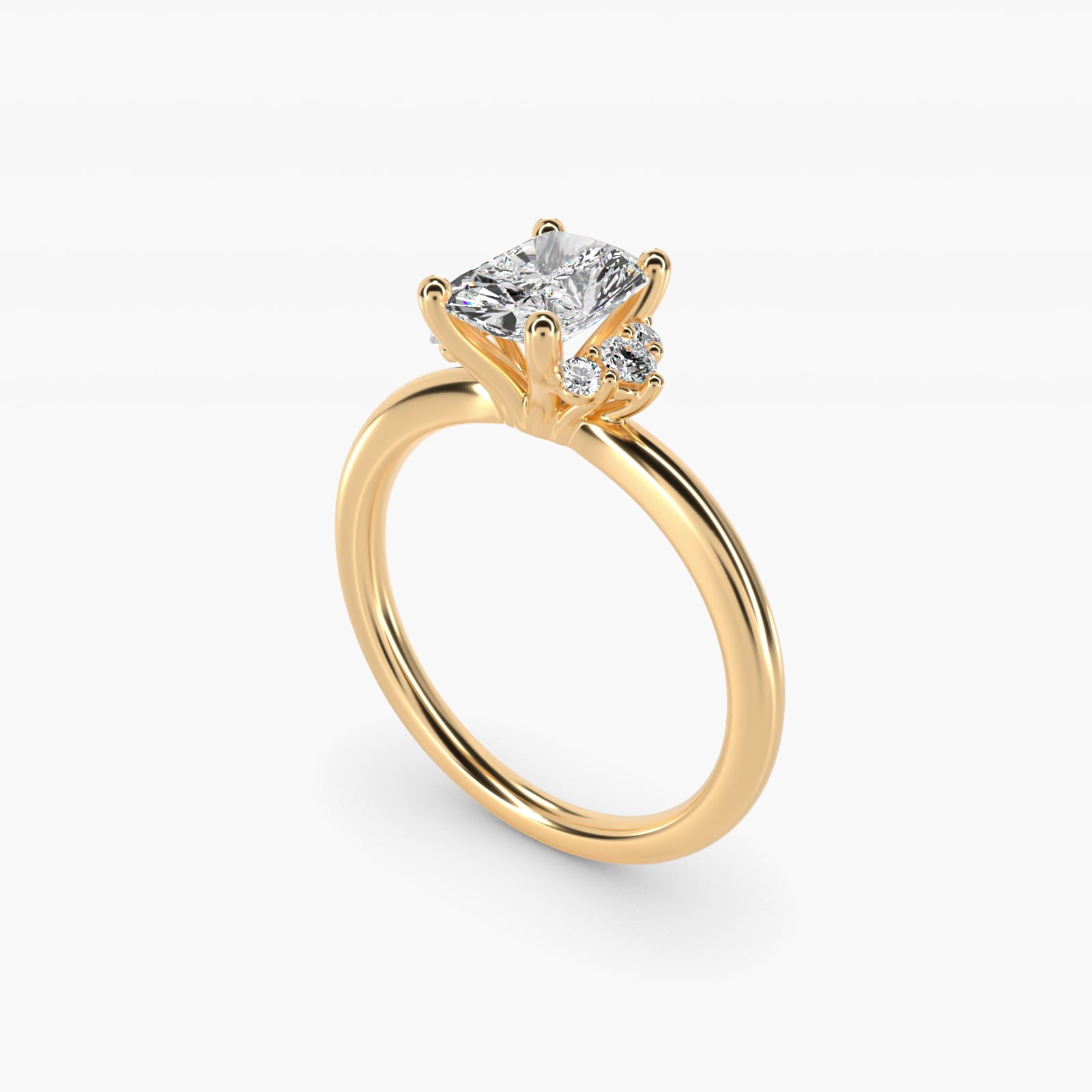 Demi Cluster Round Diamond Engagement Ring in 14k Yellow Gold - Radiant Center